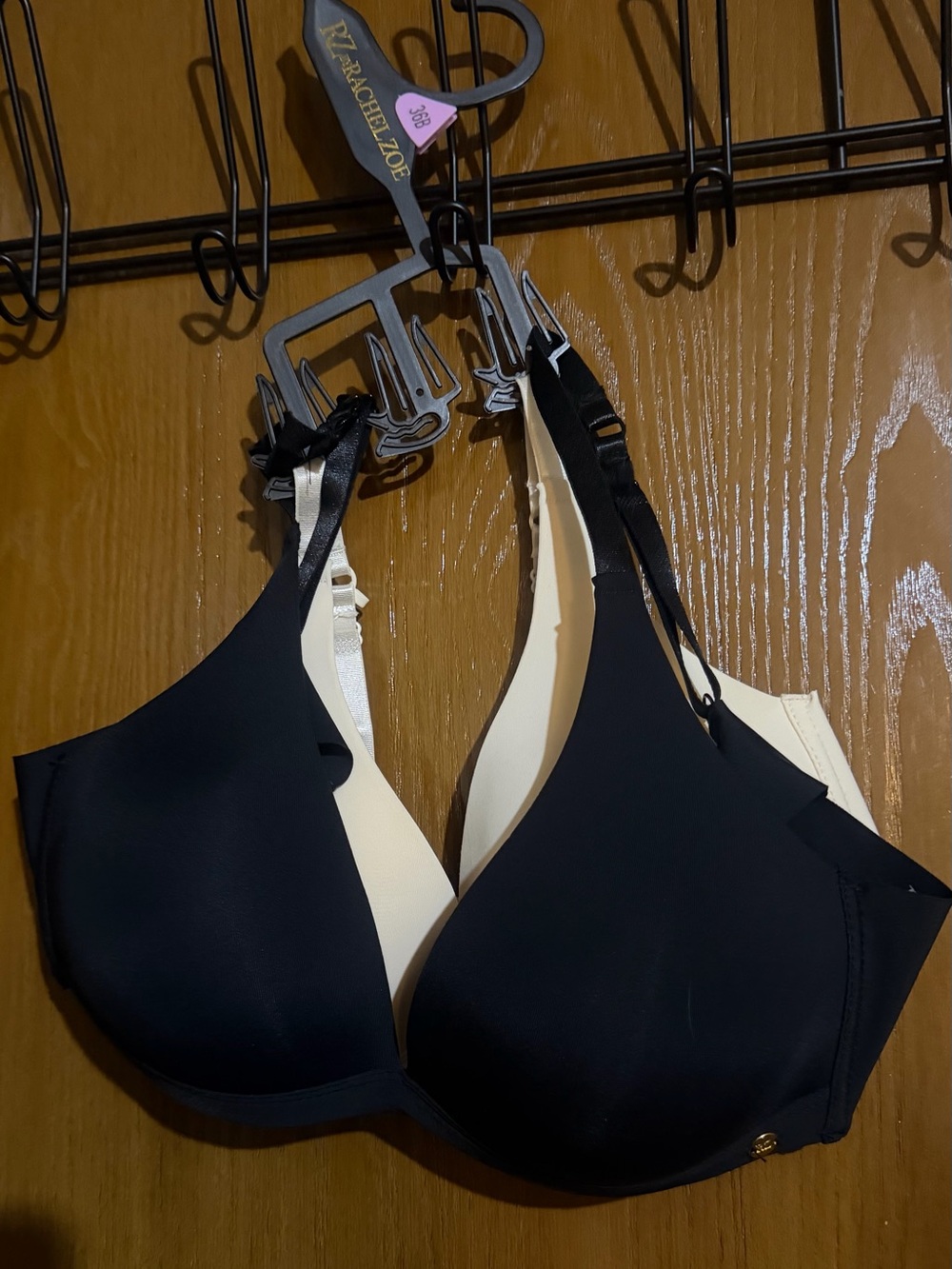 Two Rachel Zoe Black & Cream Smooth T-Shirt Bra